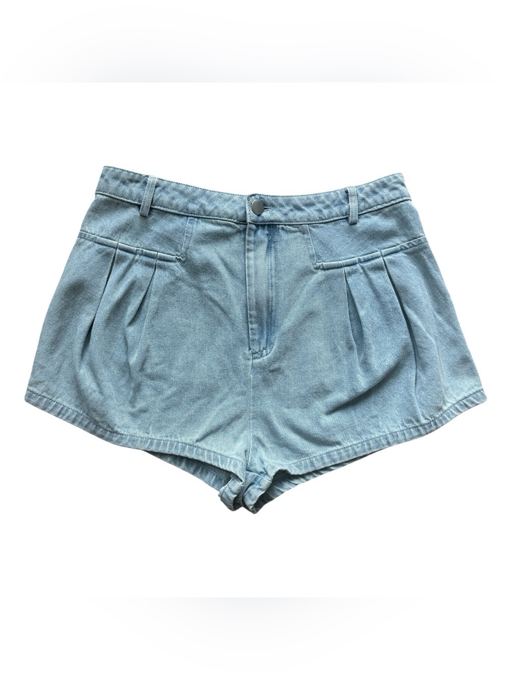 Day + Moon Light Wash Denim Pleated Shorts Y2K Coastal Cottagecore Boho Medium